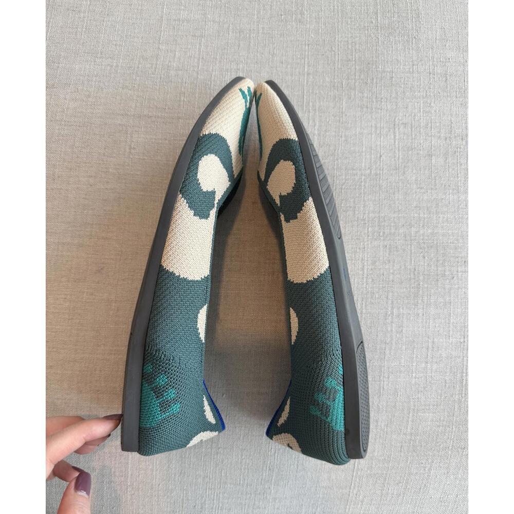 Rothy's Teal & Cream Pointed Knit Ballet Flat - Picture 6 of 8